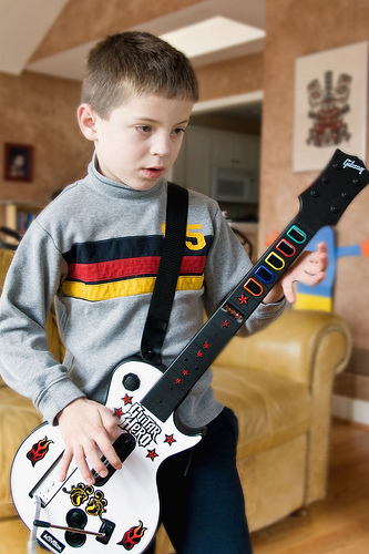 Playing Guitar Hero