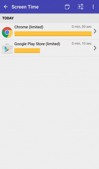 a screenshot of the Screen Time control app